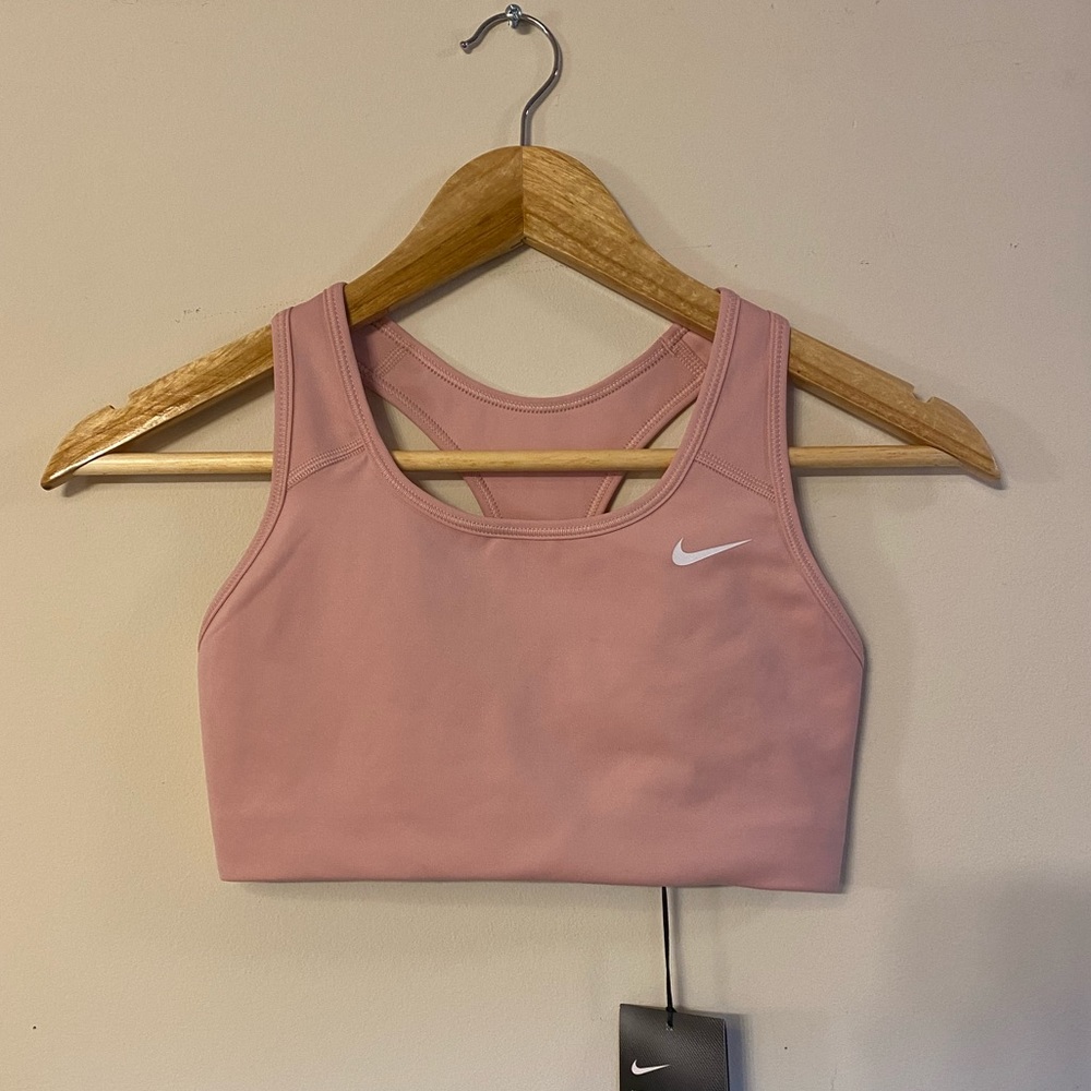 Nike swoosh sports bra pink